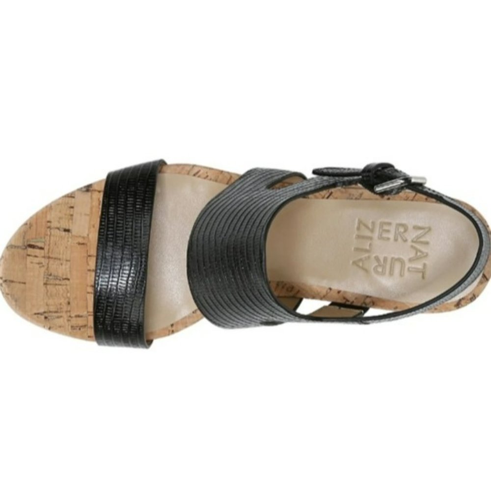 Naturalizer Marla Heel Sandals Black Lizard -6.5 - Picture 3 of 8